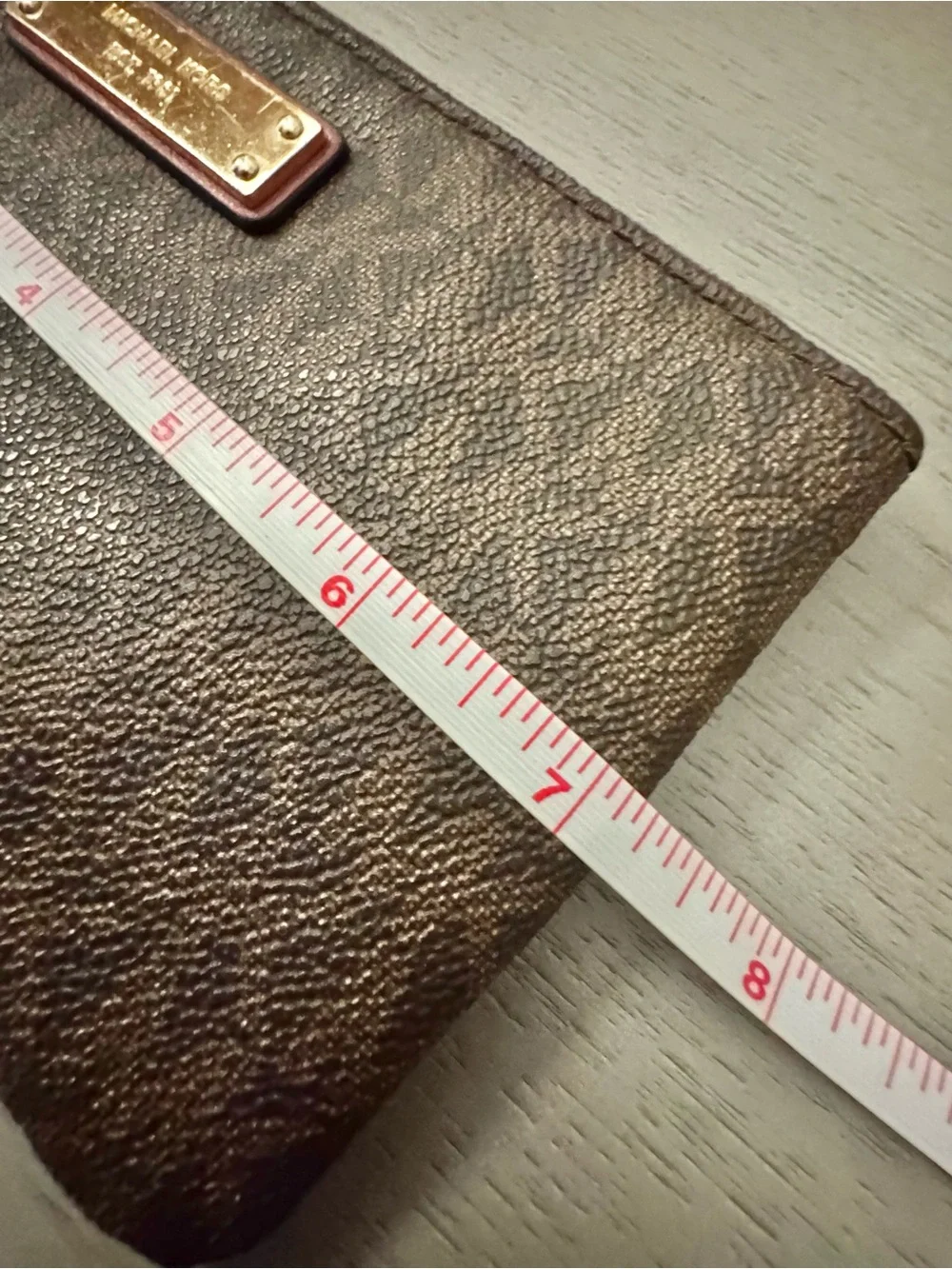 Michael Kors Signature Brown Logo Wristlet Zip Pouch